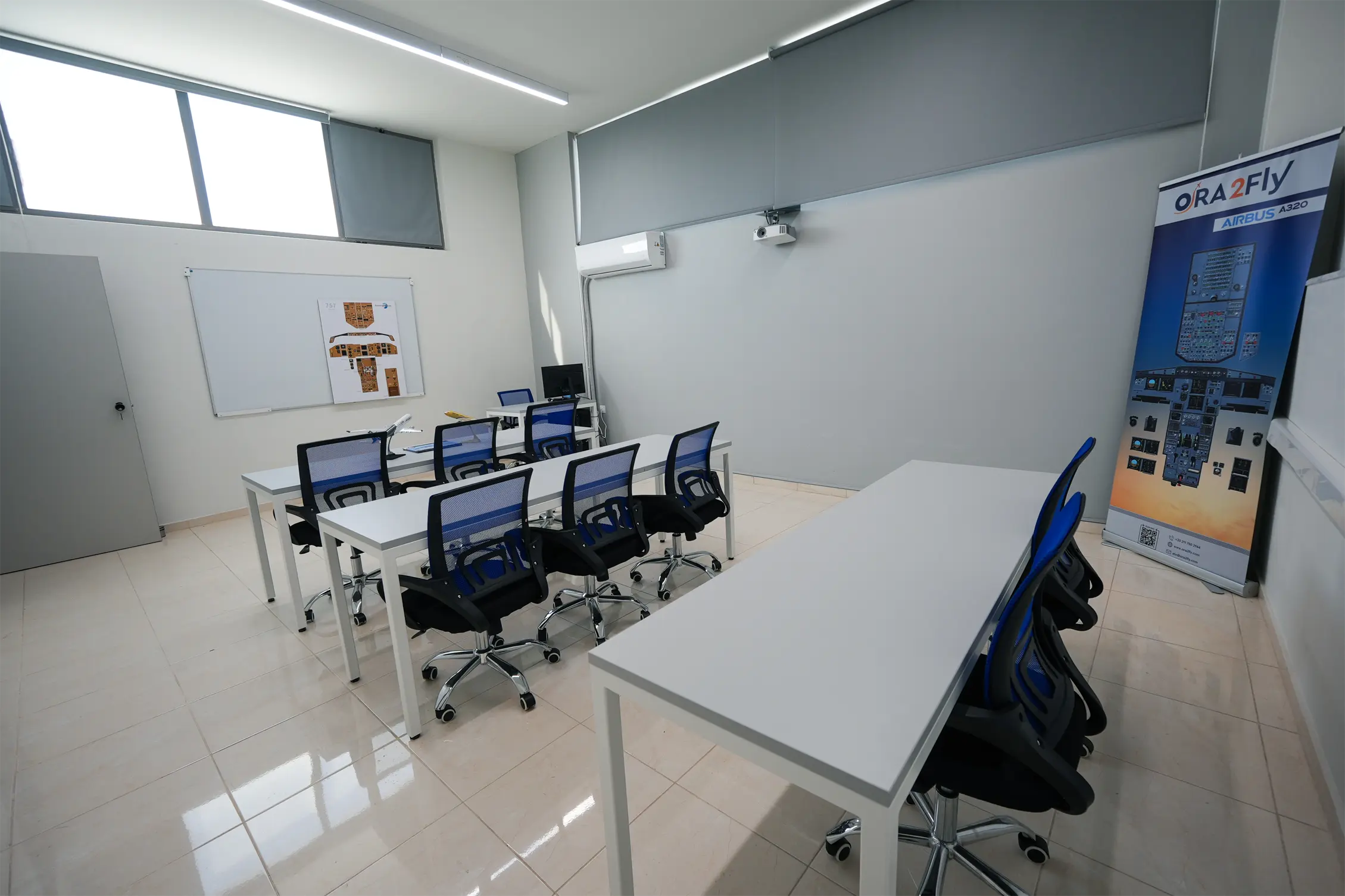 Close-up of simulator instrument panel